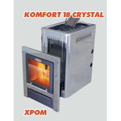 Печь для бани KOMFORT-18 CRYSTAL большое панорамное стекло